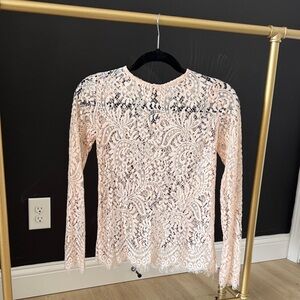 Lace Long Sleeve Top - Pink